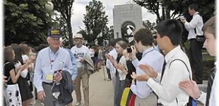 Cheering Crowds of Children at World War II Memorial